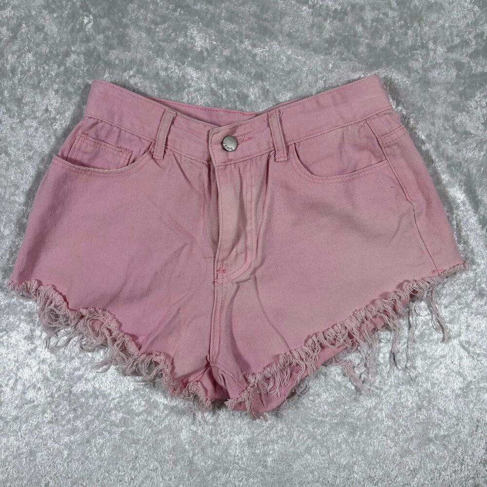 Shein Medium Pink Flame Embroidered Shorts